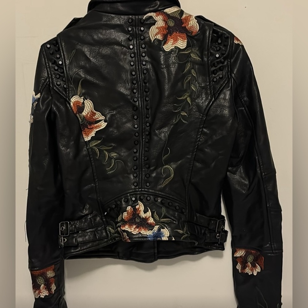Vigoss Embroidered Floral Leather Jacket, Small, Black/Multi NWOT - Picture 12 of 12